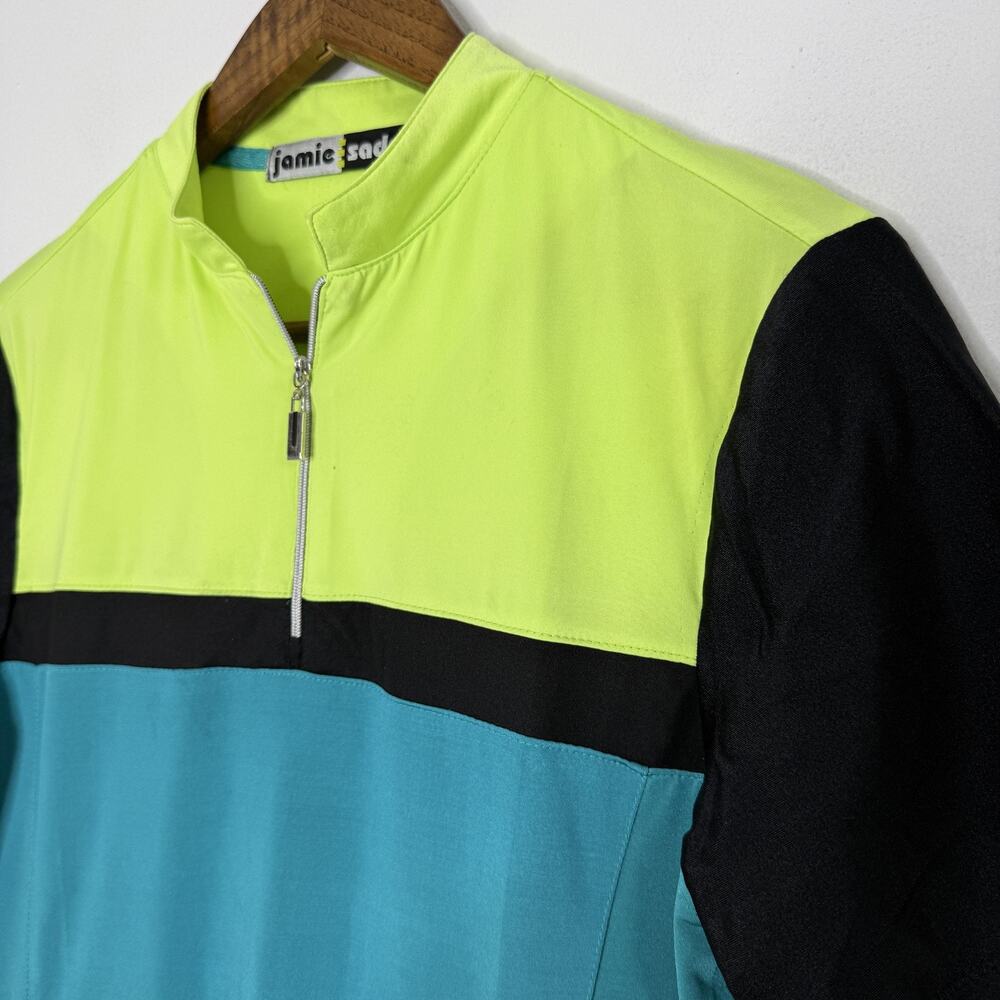Jamie Sadock Polo Shirt Womens Medium Multicolor 1/4 Zip Golf Pockets Colorblock